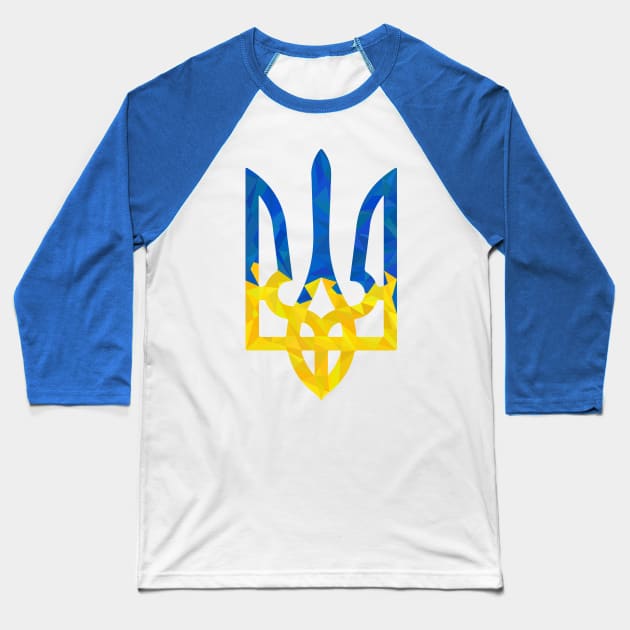 Low polygonal ukrainian trident white Baseball T-Shirt by Cute-Design